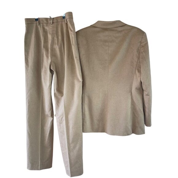 Max Mara Womens 100% Camel Hair Pant Suit Size 12 Corda Relaxed Classic - Picture 2 of 16
